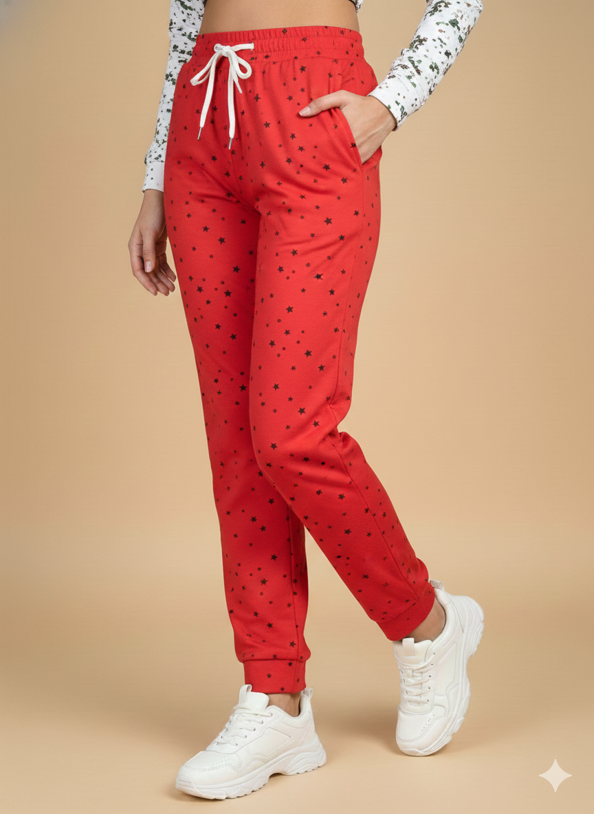 red colour track pant