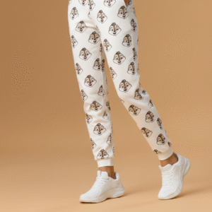 squirre print white track pant