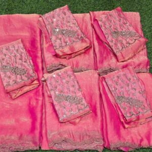 Heavy stone work and hand embroidery peacock saree